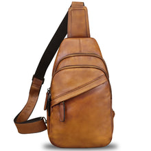 Load image into Gallery viewer, Genuine Leather Silng Bag for Men and Women Vintage Leather Sling Backpack Fashion Shoulder Crossbody Bag Chest Purse