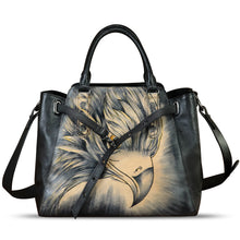 Load image into Gallery viewer, Genuine Leather Handbag Satchel for Women Hand Painted Handmade Crossbody Work Tote Bag Casual Shoulder Purses