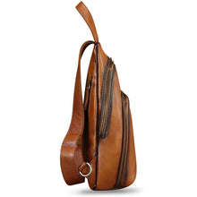 Load image into Gallery viewer, Genuine Leather Silng Bag for Men and Women Vintage Leather Sling Backpack Purse Shoulder Crossbody Bag Chest Bag