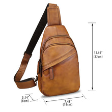 Load image into Gallery viewer, Genuine Leather Silng Bag for Men and Women Vintage Leather Sling Backpack Fashion Shoulder Crossbody Bag Chest Purse