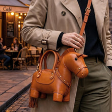 Load image into Gallery viewer, Genuine Leather Purses and Handbags for Women Unique Handmade Horse Shape Crossbody Shoulder Bag Vintage Satchel