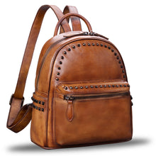 Load image into Gallery viewer, Genuine Leather Backpack for Women Vintage Real Leather Knapsack purse Shoulder Rucksack Fashion Daypack Bag