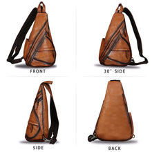 Load image into Gallery viewer, Genuine Leather Sling Bag for Men and Women Vintage Sling Backpack Shoulder Crossbody Bag Chest Bag for Ipad W0722