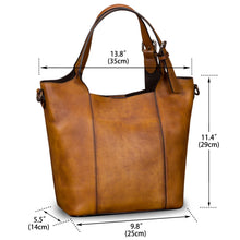 Load image into Gallery viewer, Genuine Leather Handbag for Women Vintage Handmade Shoulder Bag Purse Tote Cowhide Satchel Crossbody Top-Handle Bag