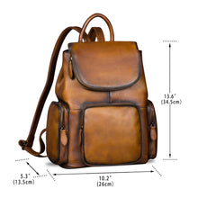 Load image into Gallery viewer, Genuine Leather Backpack for Women Vintage Real Leather Rucksack Fashion Backpack Purse Daypack Bag High Capacity