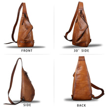 Load image into Gallery viewer, Genuine Leather Sling Bag Crossbody Casual Hiking Daypack Vintage Handmade Shoulder Backpack Motorcycle Chest Bags W0725