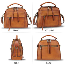 Load image into Gallery viewer, Genuine Leather Satchel Purse for Women Retro Cowhide Handmade Top Handle Handbag Designer Crossbody Bag 591