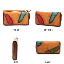 Load image into Gallery viewer, Genuine Leather Embossing Wallet for Women Leather Purse Wrist Bag