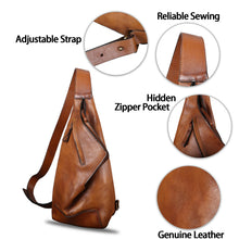 Load image into Gallery viewer, Genuine Leather Sling Bag Crossbody Casual Hiking Daypack Vintage Handmade Shoulder Backpack Motorcycle Chest Bags W0725