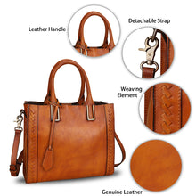 Load image into Gallery viewer, Genuine Leather Satchel Handbag for Women Vintage Handmade Shoulder Bag Cowhide Tote Purse