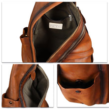 Load image into Gallery viewer, Genuine Leather Sling Bag for Men and Women Vintage Sling Backpack Shoulder Crossbody Bag Chest Bag for Ipad W0722