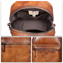 Load image into Gallery viewer, Genuine Leather Backpack for Women Vintage Real Leather Knapsack purse Shoulder Rucksack Fashion Daypack Bag
