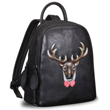 Load image into Gallery viewer, Genuine Leather Backpack Leather Knapsack Rucksack Deer Pattern