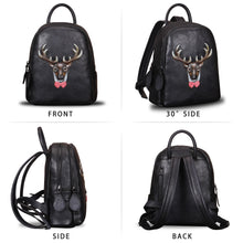 Load image into Gallery viewer, Genuine Leather Backpack Leather Knapsack Rucksack Deer Pattern