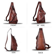 Load image into Gallery viewer, Genuine Leather Sling Bag Crossbody Casual Hiking Daypack Vintage Handmade Shoulder Backpack Motorcycle Chest Bags W0725