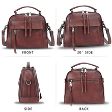 Load image into Gallery viewer, Genuine Leather Satchel Purse for Women Retro Cowhide Handmade Top Handle Handbag Designer Crossbody Bag 591