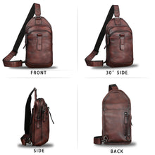 Load image into Gallery viewer, Genuine Leather Silng Bag for Men and Women Retro Leather Sling Backpack Purse Shoulder Crossbody Bag Chest Bag A1339