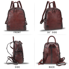 Load image into Gallery viewer, Genuine Leather Backpack Purse Leather Knapsack Rucksack