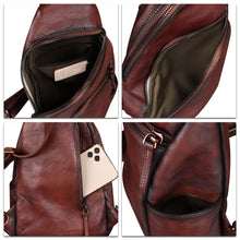 Load image into Gallery viewer, Genuine Leather Silng Bag for Men and Women Vintage Leather Sling Backpack Purse Shoulder Crossbody Bag Chest Bag