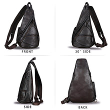 Load image into Gallery viewer, Genuine Leather Sling Bag for Men and Women Vintage Sling Backpack Shoulder Crossbody Bag Chest Bag for Ipad W0722