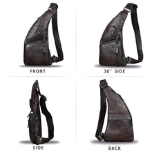 Load image into Gallery viewer, Genuine Leather Sling Bag for Men Vintage Handmade Crossbody Daypack Hiking Backpack Retro Crossbody Shoulder Bag W0727