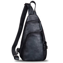 Load image into Gallery viewer, Genuine Leather Silng Bag for Men and Women Vintage Leather Sling Backpack Purse Shoulder Crossbody Bag Chest Bag