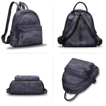 Load image into Gallery viewer, Genuine Leather Backpack for Women Vintage Real Leather Knapsack purse Shoulder Rucksack Fashion Daypack Bag