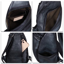 Load image into Gallery viewer, Genuine Leather Silng Bag for Men and Women Vintage Leather Sling Backpack Purse Shoulder Crossbody Bag Chest Bag