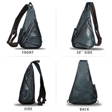 Load image into Gallery viewer, Genuine Leather Sling Bag for Men and Women Vintage Sling Backpack Shoulder Crossbody Bag Chest Bag for Ipad W0722