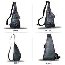 Load image into Gallery viewer, Genuine Leather Sling Bag Crossbody Casual Hiking Daypack Vintage Handmade Shoulder Backpack Motorcycle Chest Bags W0725