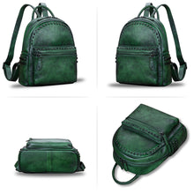 Load image into Gallery viewer, Genuine Leather Backpack for Women Vintage Real Leather Knapsack purse Shoulder Rucksack Fashion Daypack Bag