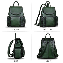 Load image into Gallery viewer, Genuine Leather Backpack for Women Vintage Real Leather Rucksack Fashion Backpack Purse Daypack Bag High Capacity