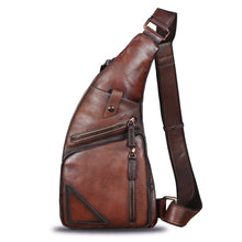 Load image into Gallery viewer, Genuine Leather Sling Bag for Men Vintage Handmade Crossbody Daypack Hiking Backpack Retro Crossbody Shoulder Bag W0727