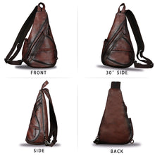 Load image into Gallery viewer, Genuine Leather Sling Bag for Men and Women Vintage Sling Backpack Shoulder Crossbody Bag Chest Bag for Ipad W0722