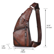 Load image into Gallery viewer, Genuine Leather Sling Bag for Men Vintage Handmade Crossbody Daypack Hiking Backpack Retro Crossbody Shoulder Bag W0727