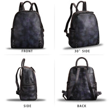 Load image into Gallery viewer, Genuine Leather Backpack Purse Leather Knapsack Rucksack