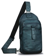 Load image into Gallery viewer, Genuine Leather Silng Bag for Men and Women Retro Leather Sling Backpack Purse Shoulder Crossbody Bag Chest Bag A1339