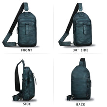 Load image into Gallery viewer, Genuine Leather Silng Bag for Men and Women Retro Leather Sling Backpack Purse Shoulder Crossbody Bag Chest Bag A1339