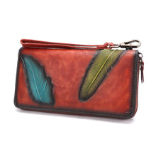Load image into Gallery viewer, Genuine Leather Embossing Wallet for Women Leather Purse Wrist Bag