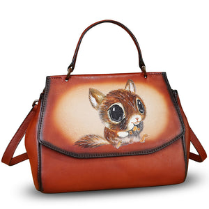 Genuine Leather Satchel for Women Crossbody Bags Handmade Vintage Top Handle Handbags Purse