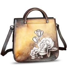 Load image into Gallery viewer, Genuine Leather Satchel for Women Hand Painted Leather Handbag Top Handle Bags Handmade Purse Crossbody Bag Purse
