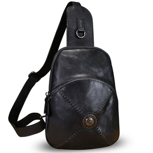 Genuine Leather Silng Bag for Women Small Vintage Leather Sling Backpack Fashion Shoulder Crossbody Bag Chest Purse