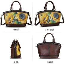 Load image into Gallery viewer, Genuine Leather Handbag Purse for Women Hand Painted Shoulder Handbag Handmade Purse Crossbody Work Tote Casual Bag
