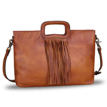 Load image into Gallery viewer, Genuine Leather Purses and Handbags for Women Handmade Tassel Bag Top Handle Vintage Leather Shoulder Bag Satchel Purse

