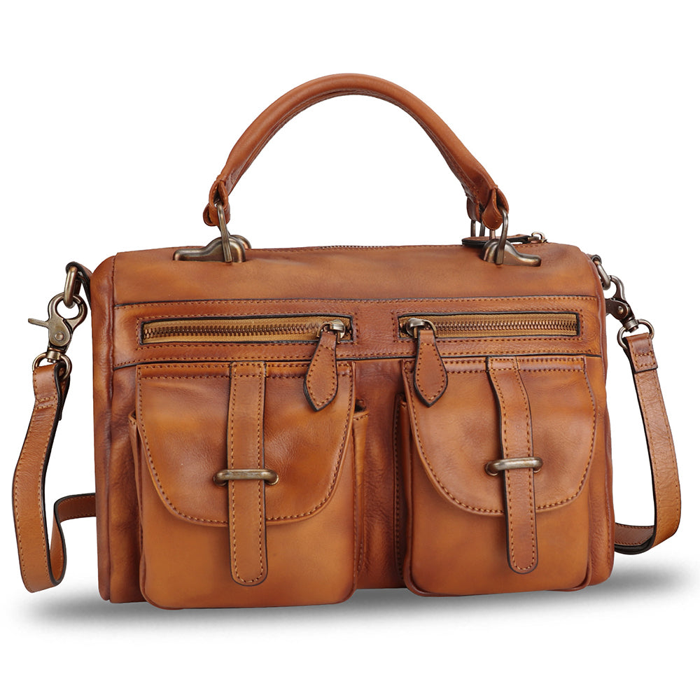 Genuine Leather Purse and Handbag for Women Vintage Handmade Leather Top Handle Satchel Purses Shoulder Bag Strap