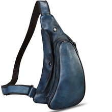 Load image into Gallery viewer, Genuine Leather Sling Bag Retro Crossbody Sling Backpack Handmade Chest Purse Daypack Cycling Fanny Pack Back Bag
