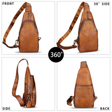 Load image into Gallery viewer, Genuine Leather Sling Bag Retro Crossbody Sling Backpack Handmade Chest Shoulder Daypack Purses Fanny Pack

