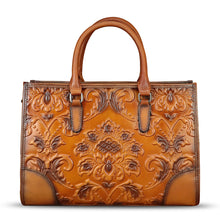 Load image into Gallery viewer, Genuine Leather Satchel for Women Purse Embossed Top Handle Handbag Handmade Crossbody Tote Shoulder Bags
