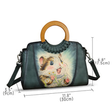 Load image into Gallery viewer, Genuine Leather Tote Bag for Women Hand Painted Shoulder Handbag Handmade Purse Crossbody Work Tote Casual Purse
