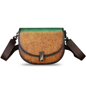 Genuine Leather Crossbody Bag for Women Retro Leather Pouch Vintage Handbag Purse Ladies Satchel